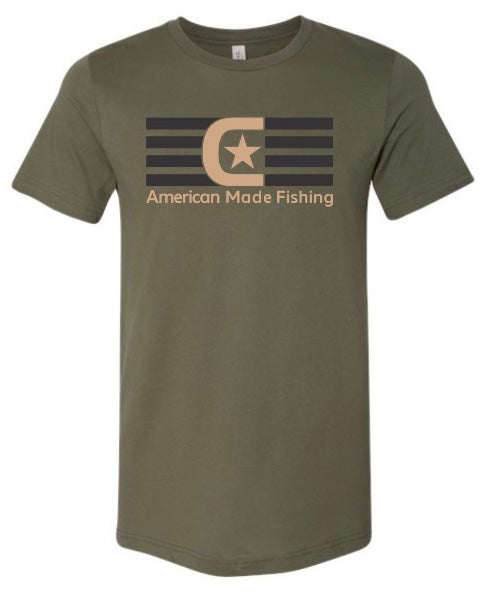 Cashion Fishing T-Shirt - Military Green - ICON Logo