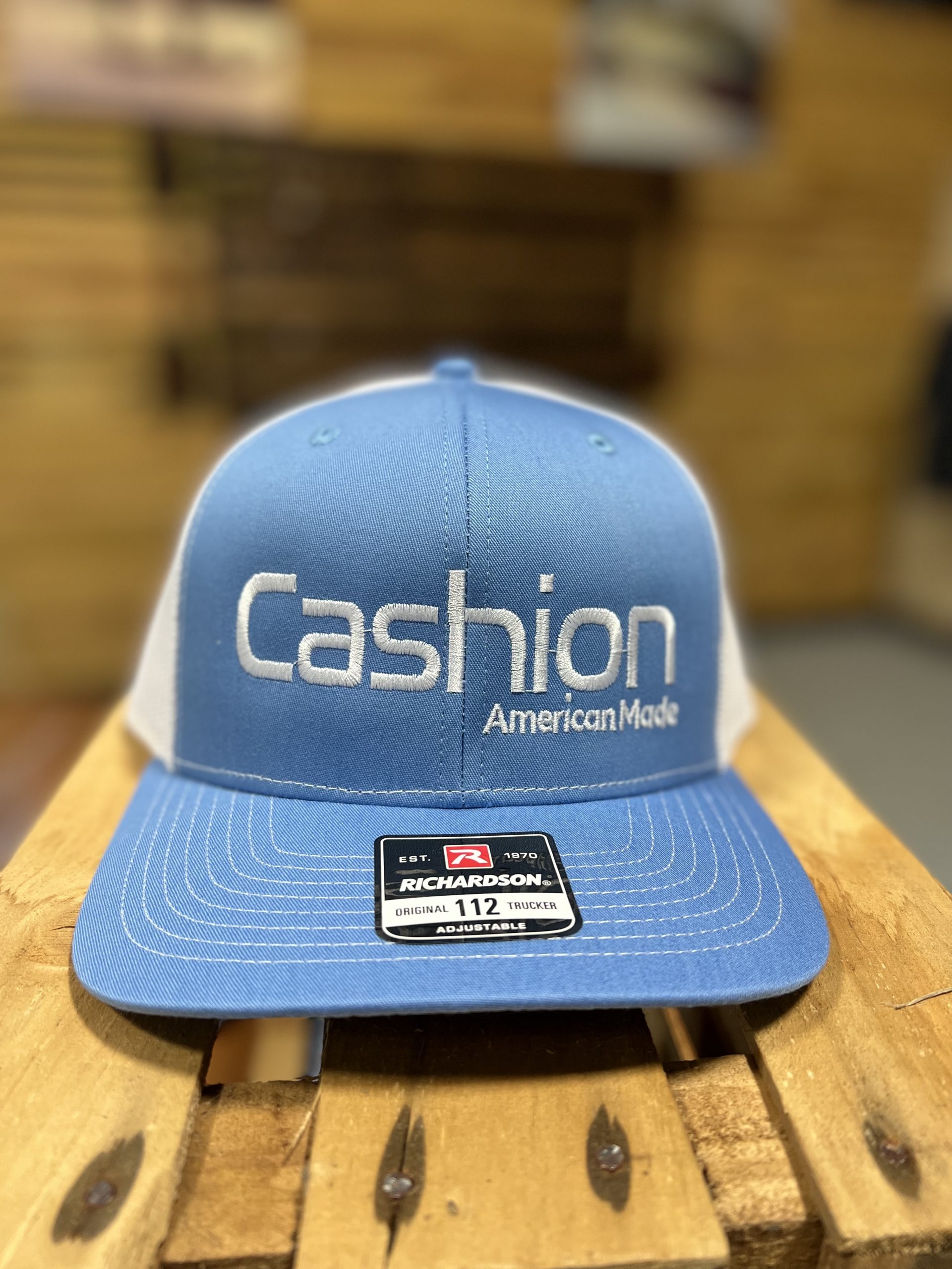 Embroidered Snap Back Hat - Carolina Blue/White